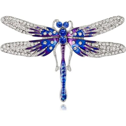 Three Colours Dragonfly Crystal Brooch for Women Children Enamel Brooches Pin Jewelry Accessories Gifts