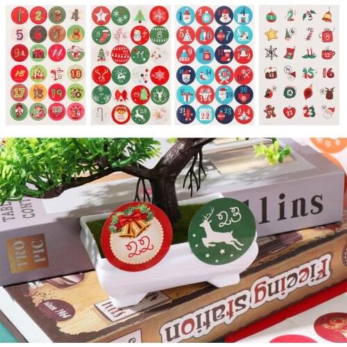 DIY Merry Christmas Multi-Function Gift Packaging Number Stickers Adhesive Label Paper Stickers Advent Calendar