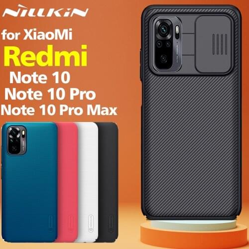 For XiaoMi RedMi Note 10 Pro Max 5G Case,NILLKIN Slide Camera Lens Protect Privacy Frosted Textured Fiber Cover on Note 10 Pro