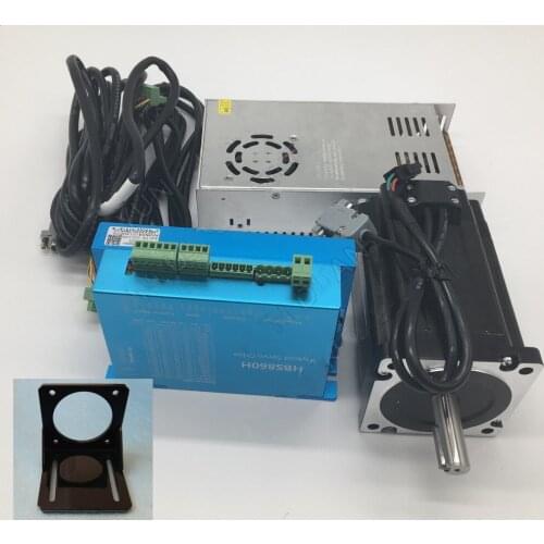 8.5Nm Nema34 86MM AC DC Closed Loop Stepper Motor Driver+400W 60V DC Power Supply+engine mount Hybird Encoder Step Servo Kits