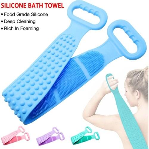 Shower Silicone Towel Rubbing Back Mud Rubbing Peeling Medical Massage Brush Magic Brush Telescipic Silica Gel Bathroom Supplies