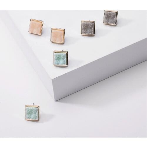 E7260 ZWPON Mini Resin Druzy Square Stud Earrings 2020 New Geometric Small Earrings Jewelry Wholesale Dropshipping