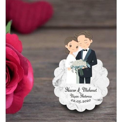 İsme Special Mention, Henna, Wedding, Engagement, Wedding Souvenir Wooden Magnet 25 Pcs