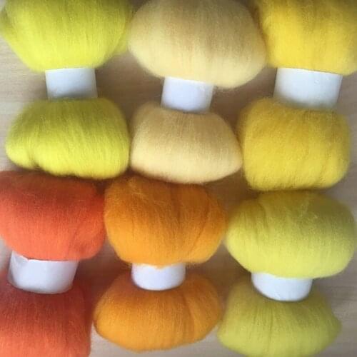 Ceramic wool feltro mixed feutrine naaldvilten lana merino wool fibre roving for needle feling wool set diy crafa 120G 20G/COLOR