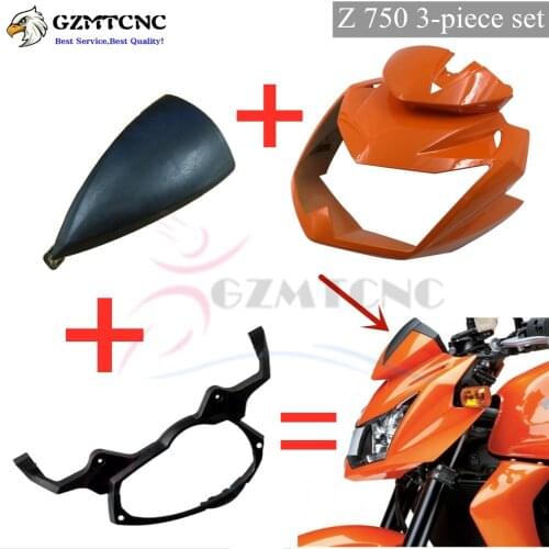 3-Piece Set Front Upper Fairing Cowling Headlight Windscreen Odometer Stay Bracket Holder for Kawasaki Z-750 Z 750 2007-2012