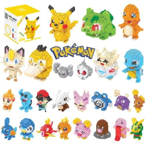 41 styles Pokemon Blocks Small Cartoon Cartoon Picachu Animal Model Education Game Graphics Bricks Pokemon Toys