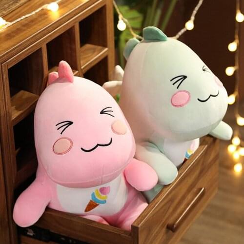 Creative cute ice cream dinosaur animal plush pillow kawaii pink blue plush doll home office decoration holiday gift