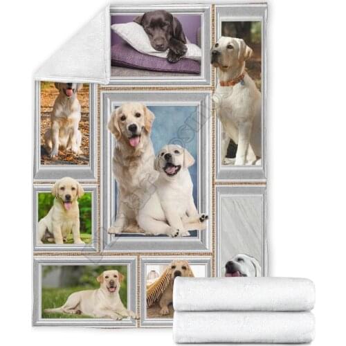 Labrador fleece blanket dog photo frame style fleece blanket 3d printed Sherpa Blanket on Bed Home Textiles HOME ACCESSORIES