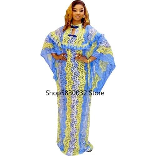 2021 Summer African Clothes Long Maxi Dress African Print Dresses for Women Dashiki Sexy Hollow Out Boubou Robe