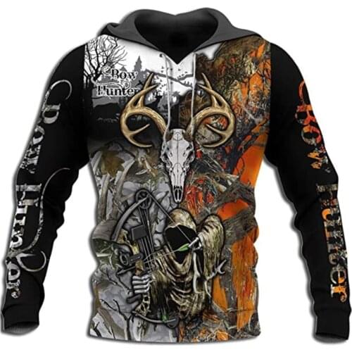 Deer Hunting 3D Printed Mens Hoodies Harajuku Streetwear Autumn Hooded Sweatshirt Unisex Casual Jacket Tracksuits TD12332155