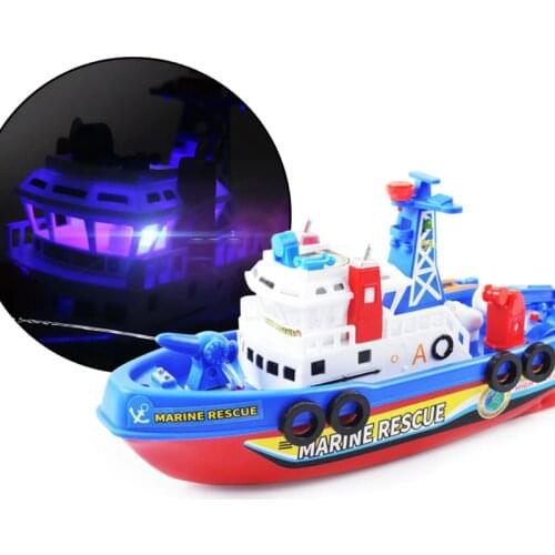 Fast Speed Music Light Electric Marine Rescue Fire Fighting Boat Toy for Kids Oct20-B