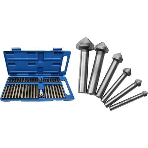 1 Set Torx Inner Hexagonal Star Batch Wrenches Set & 1 Set 3 Flute Three Edge Chamfer Chamfering End Mill Cutter