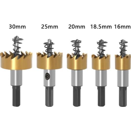 5 pcs HSS Drill Bit Hole Saw Set Metal Wood Drilling Hole Cut Tool for Installing Locks 16/18.5/20/25/30mm