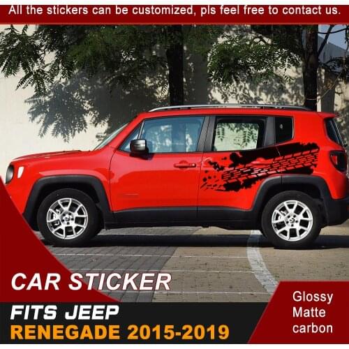 Car Decals Side Body Tire Tracks Mud Graphic Vinyl Cool Sticker Customized Fit For Jeep Renegade 2015 2016 2017 2018 2019