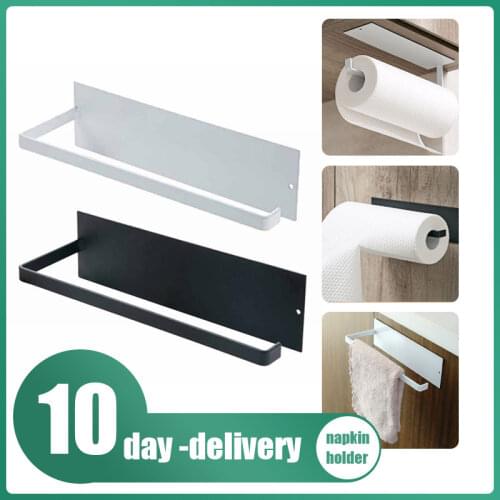 Wall Mount Kitchen Self Adhesive Paper Roll Holder Rack For Towel Storage Tissue Hook Bathroom Accessories Stand Dropshipping