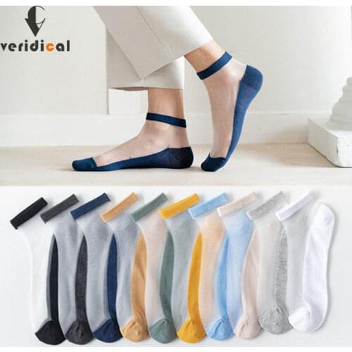 5 Pairs/Lot Spring Summer No Show Socks Men Cotton Nylon Thin Transparent Breathable Deodorant Invisible Ankle Socks EU 39-43