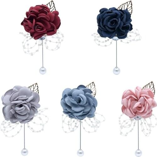 New Fashion Bride Bridesmaid Flower Pearl Beads Brooch Bride Wedding Dress Corsage Pin Brooch