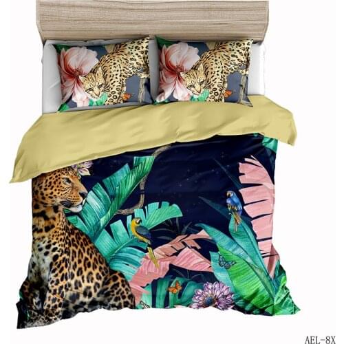 Single Bedroom Three-Piece Bedding Adult Children Quilt Cover 1 Pillowcase 2 Tiger And Leopard Animal Pattern