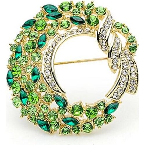 OneckOha Rhinestone Flower Loop Brooches Acrylic Stone Moon Pin Womens Garment Accessories