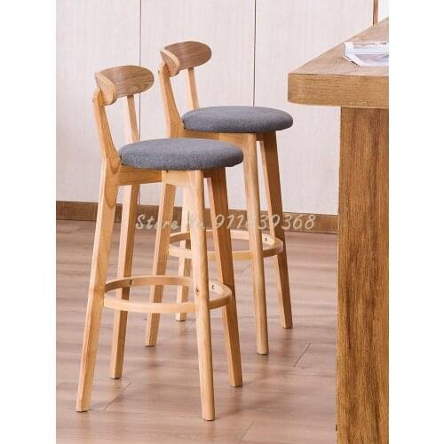 Solid Wood Bar Chair Back Chair Nordic Bar Table Chair High Stool Bar Stool Modern Simple High Stool Bar Chair