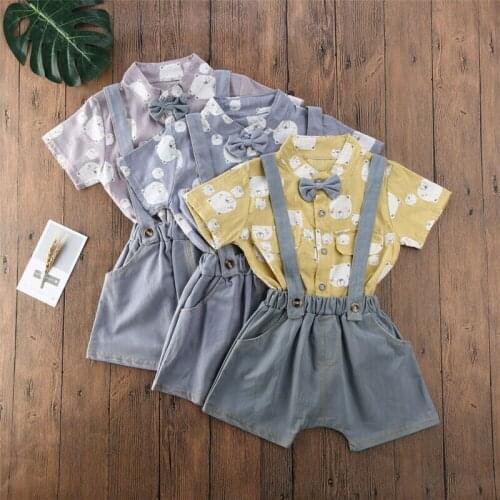 0-3 years Baby Girl Boy Clothes Suits Princess Bear Pattern Kids Girls Outfits Summer AutumnT-Shirt Overalls Strap Girls Set