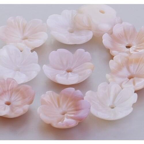 Pink Mother of pearl carved flower shell bead Pearl Flower central hole 1mm diy fashion Jewelry,sold 6pcs/lot