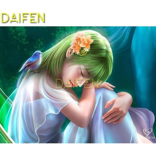 Full Square Diamond mosaic thinking girl flower bird Full Round Diamond painting Cross stitch 5D DIY Diamond embroidery