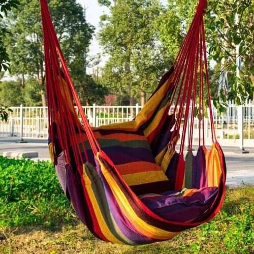Outdoor Portable Hammock Leisure Sling Travel Camping Lazy Chair with Pillow Adult Child Seat Relaxation Garden Hanging Swing