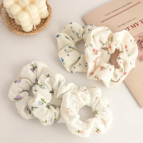 Korean Floral Print Scrunchies Fashion Hairband Hair Rope for Ponytail Holder Elastic Hair Band Sweet Hair Ties Hair Accessories