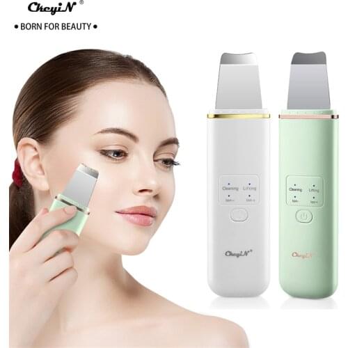 CkeyiN Ultrasonic Face Skin Scrubber Deep Cleaning Vibration Blackhead Remover Ion Acne Cleaner Machine Lifting Facial Skin Care