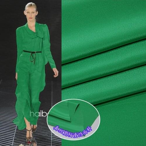 High-grade solid color heavy silk crepe de chine fabric 30mm green clothing dress silk fabric wholesale silk cloth 137cm