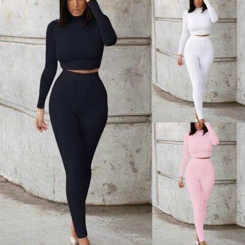 Women Sportswear 2 Piece Seamless Yoga Set Sport Suit Gymwear Workout Clothes Long Sleeve Gym Crop Top High Waist Sweatsuit
