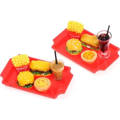 1 Set Cute Mini Hamburger Miniature Dollhouse Fast Food for Doll House Kitchen Cola Milk tea Cup Accessories Toy