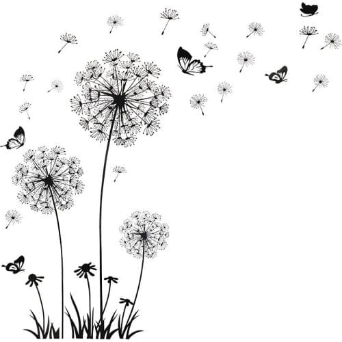 1 PCS Butterfly Flying in Dandelion Bedroom Living Room Decoration Stickers PVC Wall Stickers Home Decor Backdrop