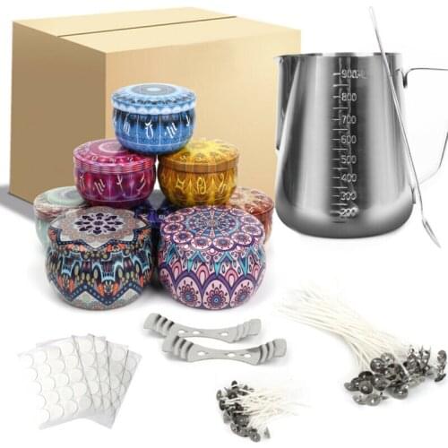 117pcs Handmade Candle Making Tools Kit Including Candle Tin Jar Pouring Pot Wicks Sticker Mixing Spoon DIY Craft Sets Gift