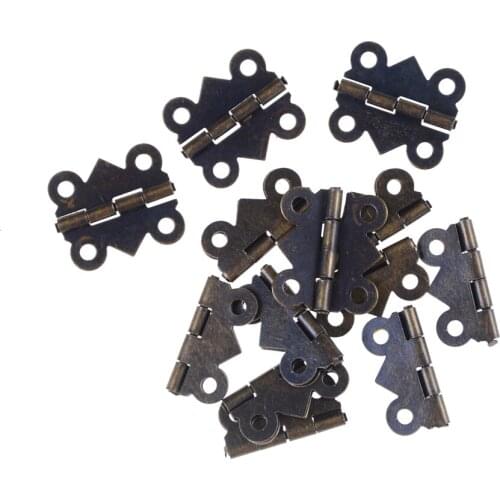 12pcs Mini Butterfly Style Hinges For Dolls Houses Jewelry Box - Bronze W/srew 20x17mm