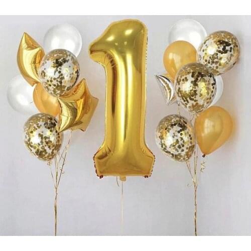 19pcs Gold Confetti Balloons Set Happy Birthday Ballon Kids Party Wedding Decor Baby Shower 32inch Gold Number Foil Ballon Globo