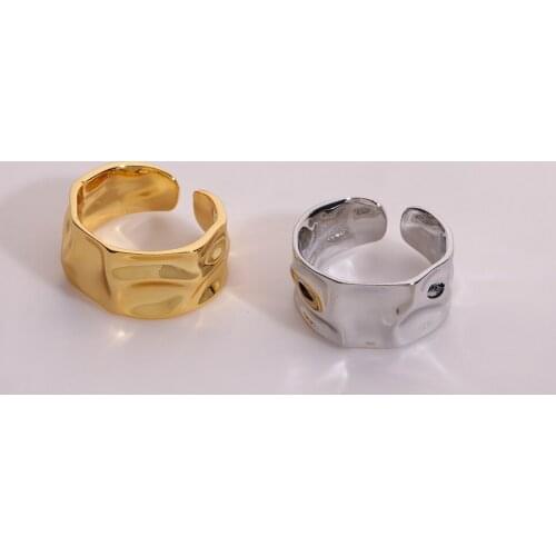 2021 18K Gold Plated Jewelry Minimalist Simple Irregular Concave Convex Surface Open Ring For Women Girls Trendy Jewelry Gift