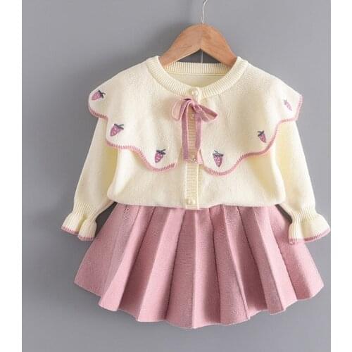 27KIDS Winter Autumn Princess Knitted Skirt Tutu Kids Sweater Dress for girl Children Clothing Party Style Casual Dresses Sets