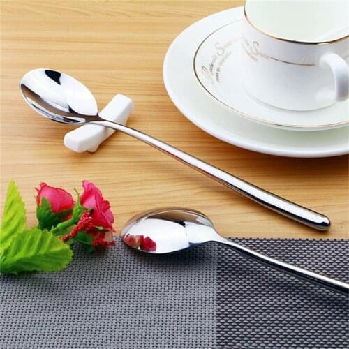 304 Spoons Stainless Steel Long Handle Korean Soup Spoons Dinner Spoon Rice Salad Scoop Coffee Mixing Dessert Teaspoon Cutlery