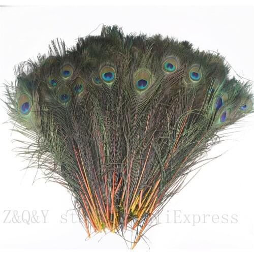 50-100PCS Natural 40-50CM (16-20 Inch) Peacock Feather Dyed Orange DIY Decoration Craft Accessories Feather