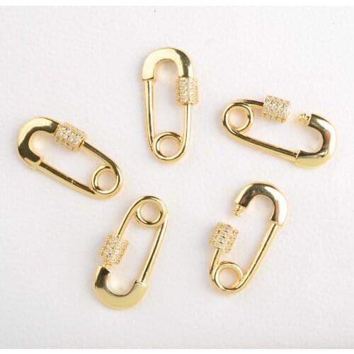7PCS, Zirconia Clasp Clip Shaped Lock Carabiner Pave Lock Jewelry Findings