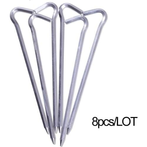 8pcs Aluminum Alloy Hexagon Tent Pegs Stakes Hook Nails Hiking Trip Accessories length 18cm