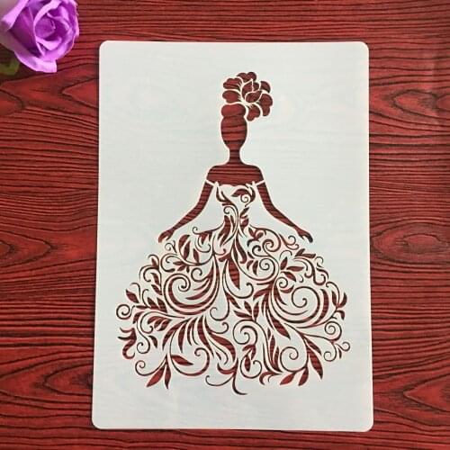 A4 size Pretty bride Wall Painting Stencils Stamp Scrapbook Album Decorative Embossing Craft Paper DIY Flower Label Stenci