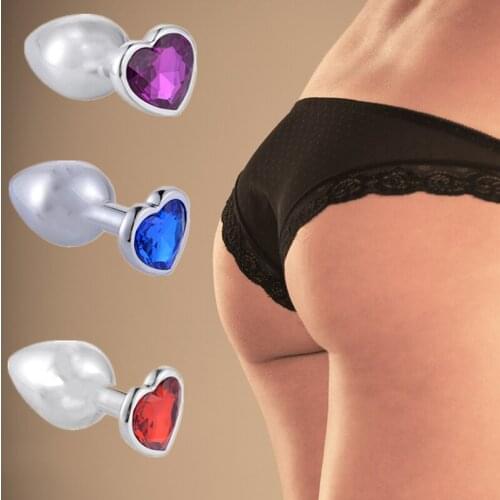 Heart shaped metal anal plug Sex Toys Stainless Smooth Steel Butt Plug Tail Crystal Jewelry Trainer For Women/Man Anal Dildo