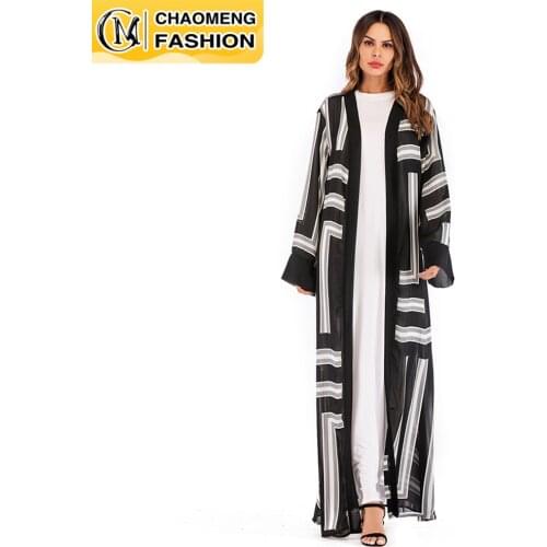 Middle East Fashion Chiffon Printing Dubai Abaya Turkey Kaftan Islamic Clothing Muslim For Woman Maxi Robe Arab Ramadan Cardigan