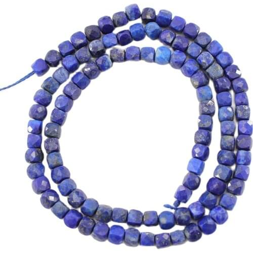 APDGG Natural Stone 4MM Faceted Cubic Blue Lapis Lazuli Loose Beads 15.5" Strands For Necklace Bracelet Jewelry Making DIY