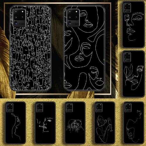 Art Line Fashion Black Phone case For Samsung Galaxy Note 4 8 9 10 20 S8 S9 S10 S10E S20 Plus UITRA Ultra black art prime 3D