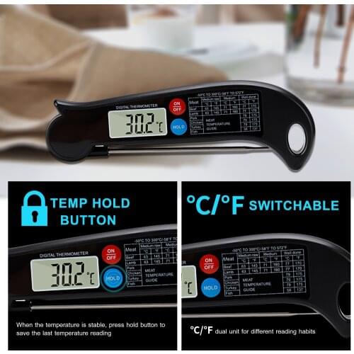 Digital Meat Thermometer Upgraded Waterproof Instant Read Digital Cooking Thermometer With Magnet For BBQ Kitchen Milk Turkey