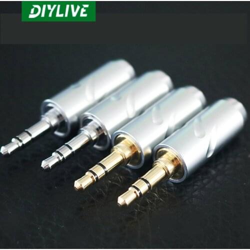 DIYLIVE 8PCS Taiwan custom version 3 pole plated white gold 3.5mm headphone plug repair headphone connector AUX audio cable